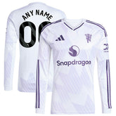 Adidas - Manchester United 2025/26 Away Replica Long Sleeve Custom Jersey - White