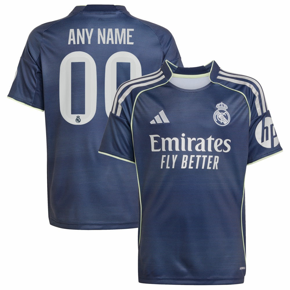 Adidas - Real Madrid Youth 2025/26 Away Replica Custom Jersey - Blue
