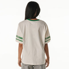 Boston Celtics The Wild Collective Women's Vintage Drop Shoulder Oversized Boyfriend T-Shirt Cream