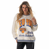 New York Knicks The Wild Collective Unisex Oversize Vintage French Terry Sweatshirt White