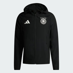 Adidas - Germany National Team FIFA x World Cup 2026 Tiro Travel Raglan Full-Zip Windbreaker Hoodie - Black