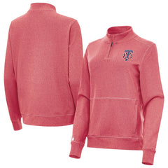 Minnesota Twins Antigua Women's Crush Stars and Stripes Team Logo Quarter-Zip Pullover Top Discount