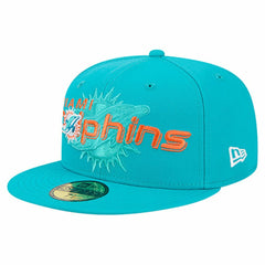Miami Dolphins New Era Overlap Wordmark 59FIFTY Fitted Hat - Aqua - NFL