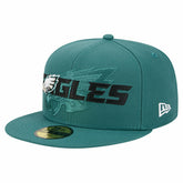 Philadelphia Eagles New Era Overlap Wordmark 59FIFTY Fitted Hat - Midnight Green - NFL