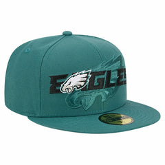 Philadelphia Eagles New Era Overlap Wordmark 59FIFTY Fitted Hat - Midnight Green - NFL