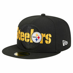 Pittsburgh Steelers New Era Overlap Wordmark 59FIFTY Fitted Hat - Black - NFL