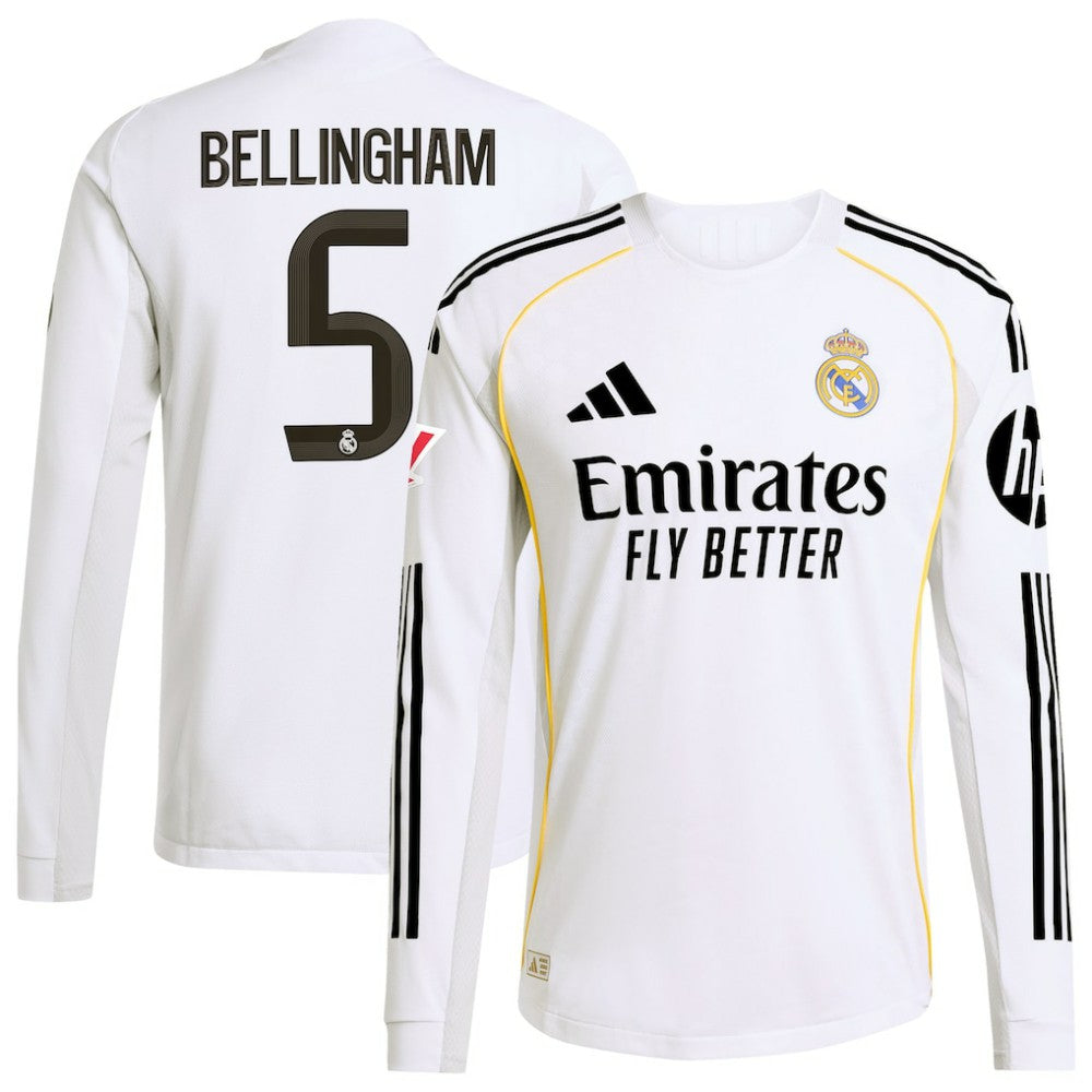 Adidas - Jude Bellingham Real Madrid 2025/26 Home Long Sleeve Jersey - White