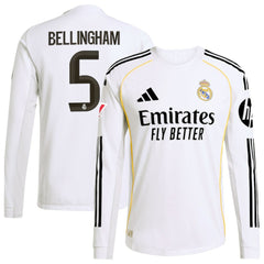 Adidas - Jude Bellingham Real Madrid 2025/26 Home Long Sleeve Jersey - White