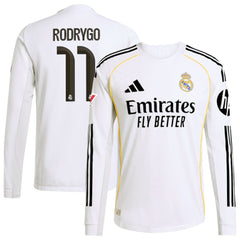 Adidas - Rodrygo Real Madrid 2025/26 Home Long Sleeve Jersey - White