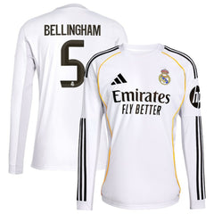 Adidas - Jude Bellingham Real Madrid 2025/26 Home Replica Long Sleeve Jersey - White