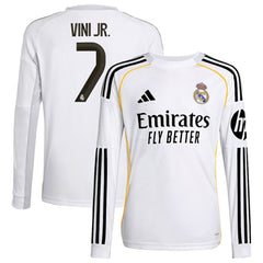 Adidas - Vini Jr. Real Madrid Youth 2025/26 Home Replica Long Sleeve Jersey - White