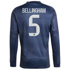 Jude Bellingham Real Madrid 2025/26 Away Long Sleeve Replica Jersey Blue