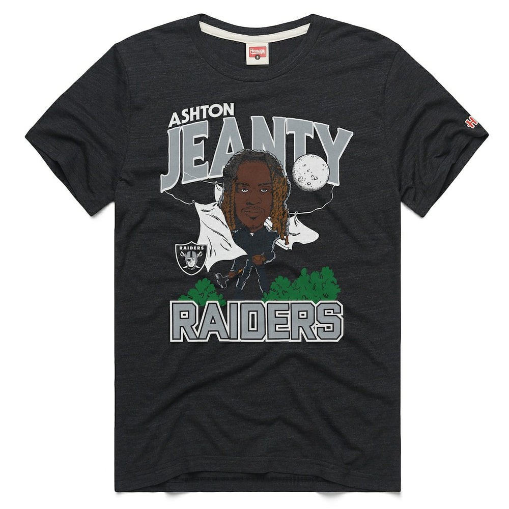 Ashton Jeanty Las Vegas Raiders Homage Unisex Caricature Player Graphic Tri-Blend T-Shirt - Charcoal - NFL