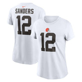 Shedeur Sanders Cleveland Browns Women's 2025 NFL Draft Name & Number T-Shirt - White - Nike