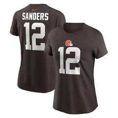 Shedeur Sanders Cleveland Browns Women's 2025 NFL Draft Name & Number T-Shirt - Brown - Nike