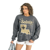 New Orleans Saints Gameday Couture Women's Ready to Rumble Premium Fleece Pullover Sweatshirt - Gray - NFL