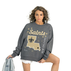 New Orleans Saints Gameday Couture Women's Ready to Rumble Premium Fleece Pullover Sweatshirt - Gray - NFL