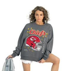 Kansas City Chiefs Gameday Couture Women's Ready to Rumble Premium Fleece Pullover Sweatshirt - Gray - NFL