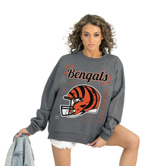 Cincinnati Bengals Gameday Couture Women's Ready to Rumble Premium Fleece Pullover Sweatshirt - Gray - NFL