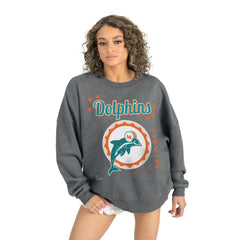 Miami Dolphins Gameday Couture Women's Ready to Rumble Premium Fleece Pullover Sweatshirt - Gray - NFL