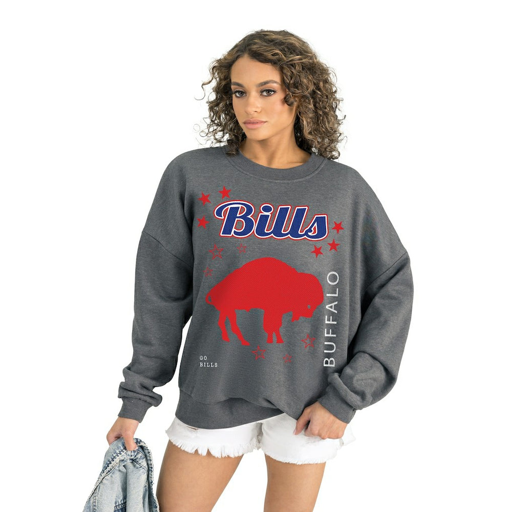 Buffalo Bills Gameday Couture Women's Ready to Rumble Premium Fleece Pullover Sweatshirt - Gray - NFL