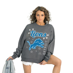 Detroit Lions Gameday Couture Women's Ready to Rumble Premium Fleece Pullover Sweatshirt - Gray - NFL