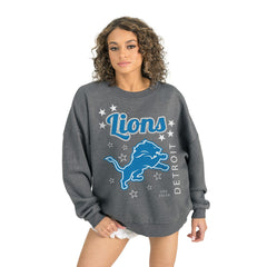 Detroit Lions Gameday Couture Women's Ready to Rumble Premium Fleece Pullover Sweatshirt - Gray - NFL