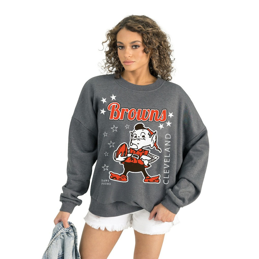 Cleveland Browns Gameday Couture Women's Ready to Rumble Premium Fleece Pullover Sweatshirt - Gray - NFL