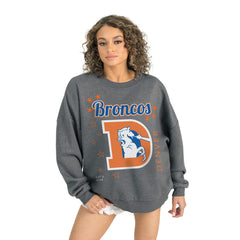 Denver Broncos Gameday Couture Women's Ready to Rumble Premium Fleece Pullover Sweatshirt - Gray - NFL