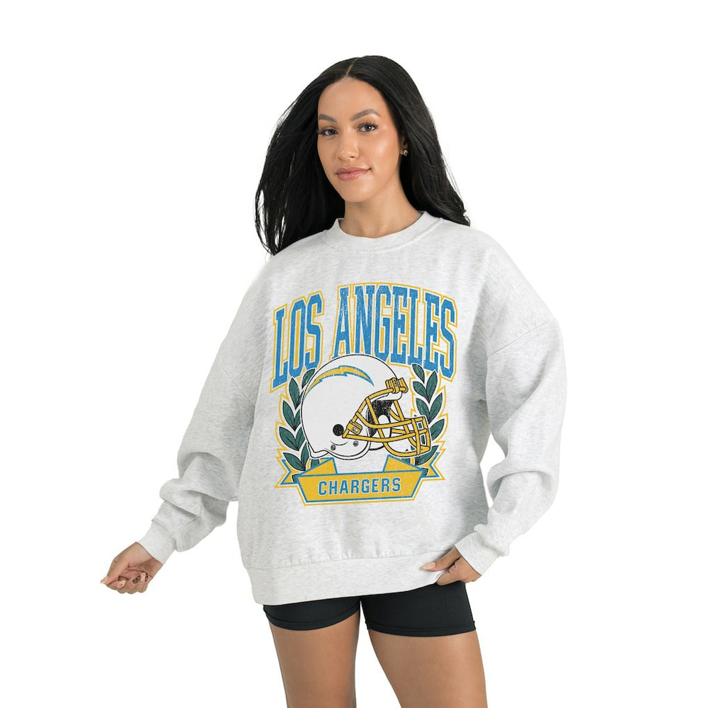 Los Angeles Chargers Gameday Couture Women's Heritage Premium Fleece Pullover Sweatshirt - Gray - NFL