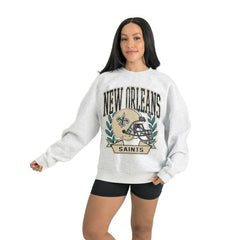 New Orleans Saints Gameday Couture Women's Heritage Premium Fleece Pullover Sweatshirt - Gray - NFL