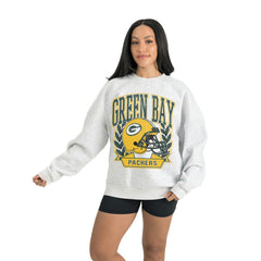 Green Bay Packers Gameday Couture Women's Heritage Premium Fleece Pullover Sweatshirt - Gray - NFL