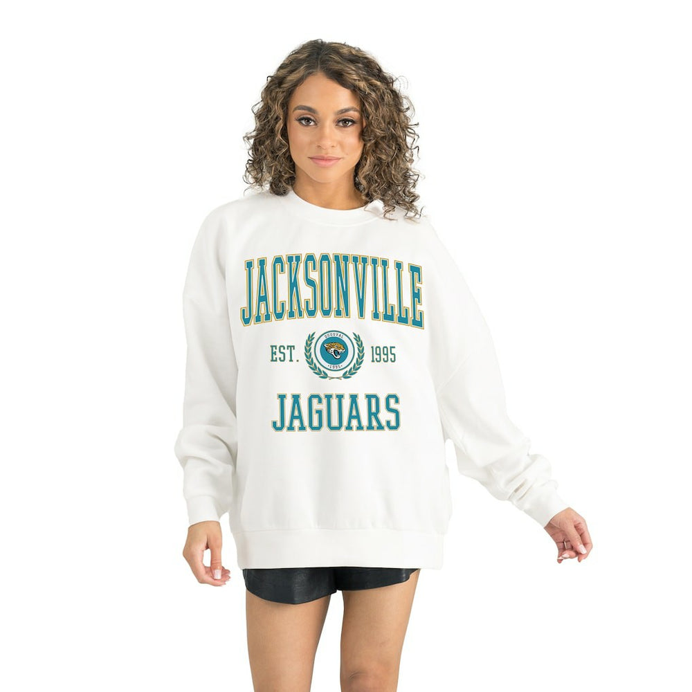 Jacksonville Jaguars Gameday Couture Women's Timeless Triumph Premium Fleece Pullover Sweatshirt - White - NFL