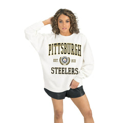 Pittsburgh Steelers Gameday Couture Women's Timeless Triumph Premium Fleece Pullover Sweatshirt - White - NFL