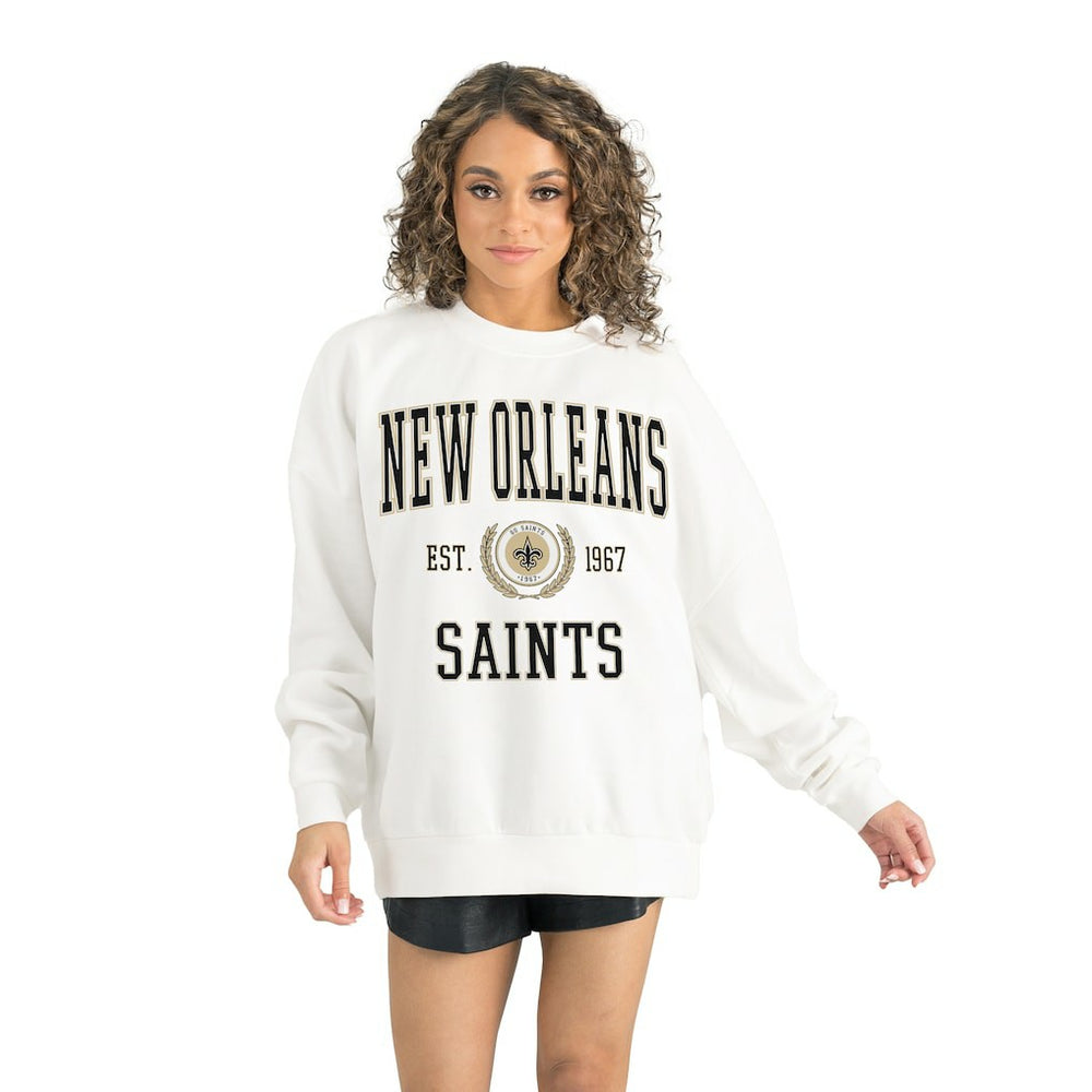 New Orleans Saints Gameday Couture Women's Timeless Triumph Premium Fleece Pullover Sweatshirt - White - NFL