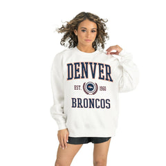 Denver Broncos Gameday Couture Women's Timeless Triumph Premium Fleece Pullover Sweatshirt - White - NFL