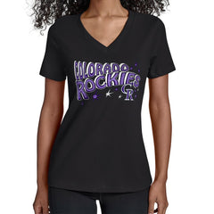 Colorado Rockies Starter Women's Fireworks V-Neck T-Shirt Outlet