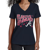 Atlanta Braves Starter Women's Fireworks V-Neck T-Shirt for sale