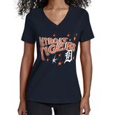 Detroit Tigers Starter Women's Fireworks V-Neck T-Shirt Sale