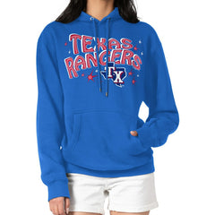 Texas Rangers Starter Women's Fireworks Fleece Tri-Blend Pullover Hoodie Sale