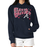 Atlanta Braves Starter Women's Fireworks Fleece Tri-Blend Pullover Hoodie Online