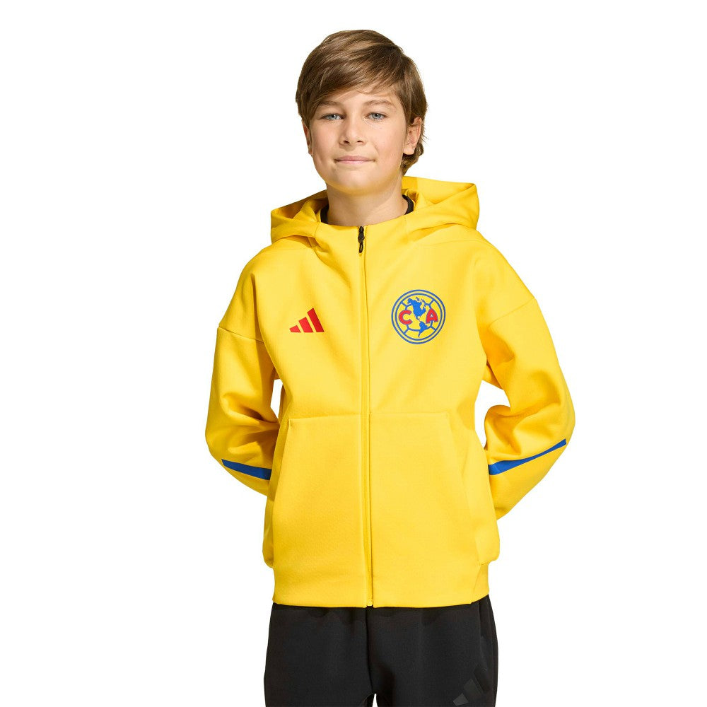 Adidas - Club America Youth 2025/26 Club Anthem Full-Zip Hoodie Jacket - Yellow
