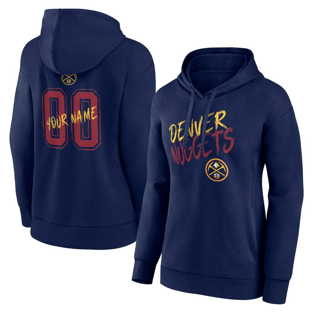 Denver Nuggets Women's Hustle Custom Pullover Hoodie Navy
