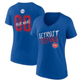 Detroit Pistons Women's Hustle Custom V-Neck T-Shirt Blue