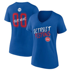 Detroit Pistons Women's Hustle Custom V-Neck T-Shirt Blue
