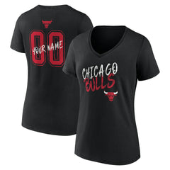 Chicago Bulls Women's Hustle Custom V-Neck T-Shirt Black