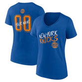 New York Knicks Women's Hustle Custom V-Neck T-Shirt Blue
