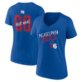 Philadelphia 76ers Women's Hustle Custom V-Neck T-Shirt Royal