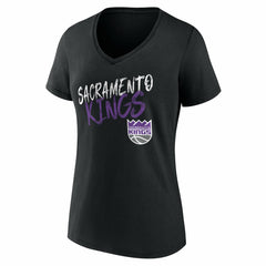 Sacramento Kings Women's Hustle Custom V-Neck T-Shirt Black