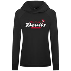 New Jersey Devils Levelwear Women's Slender Monument Raglan Pullover Hoodie - Black | NHL Lifestyle